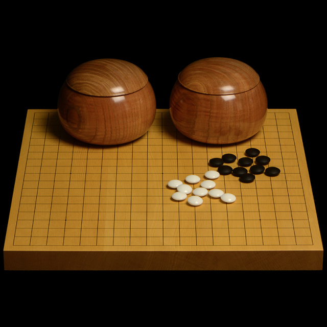 本榧1寸卓上碁盤セット（ハギ盤・上） | 前川榧碁盤店