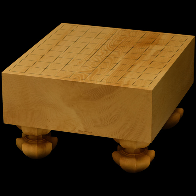 本榧足付将棋盤　3寸9分（木裏）　sa30012