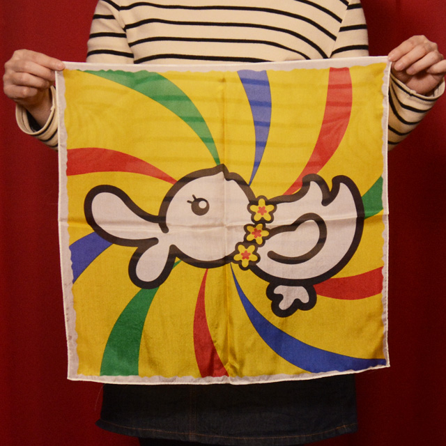 S8571 デザインシルク「アヒルとウサギ」（特上品）約45cm角