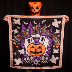 S8568 デザインシルク「ハロウィン」（特上品 Lサイズ）　約90cm 角