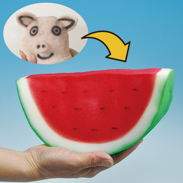 まるブドウ、スイカ U6445 スイカになるスポンジブタ