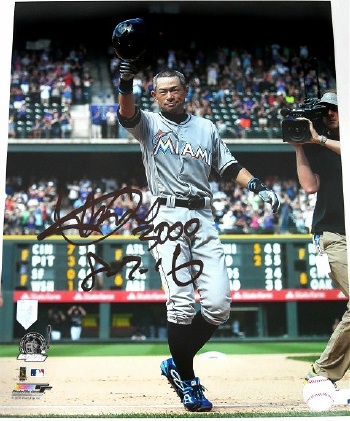 イチロー直筆サイン3000本及び達成日書込み3000本記録写真（28X36cm）