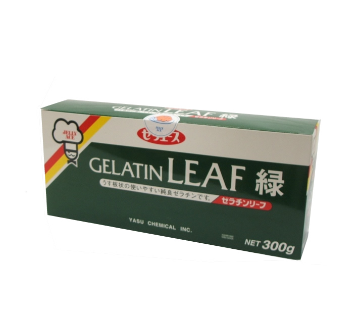 業務用　薄板状ゼラチン　リーフ緑　３００ｇ   1枚１０ｇ