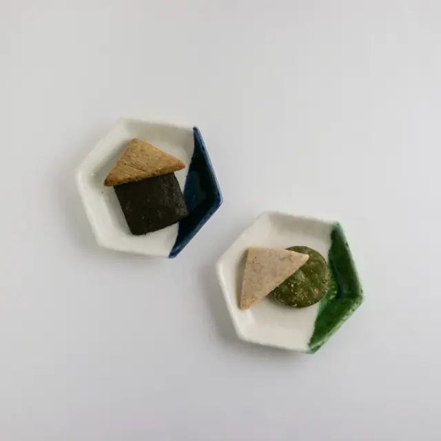 ◆１点もの◆三角皿６枚セット　六角形額仕立て ◇1点もの◇三角皿6枚セット 六角形額仕立て 六角皿3点ペアセット