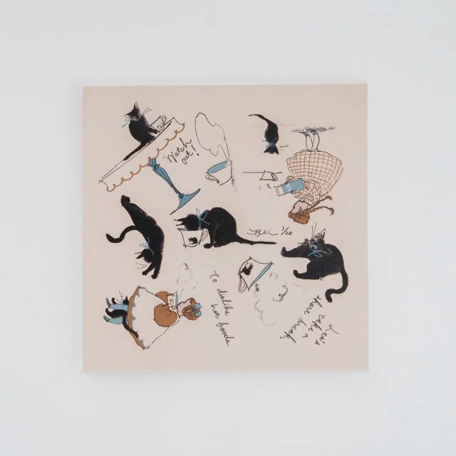 12時間以内に売れなければ300円❗手作り額付き原画絵画　「日が昇るニャンコ 小さな日本画 月のパワーを届けます「二十六夜と鯨の夜」 原画