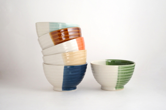 陶器製丼 6個セット 内外色違い 丼2個セット / ギフトボックス&熨斗付き / true colors line