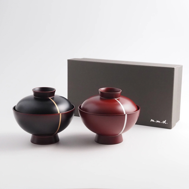 【食洗機対応】吸物椀2個セット / luxury colors line / ギフトボックス＆熨斗付き / 越前漆器
