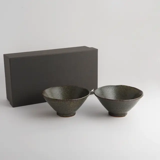 飯碗2個セット / 緑結晶シリーズ / ギフトボックス＆熨斗付き / 瀬戸焼