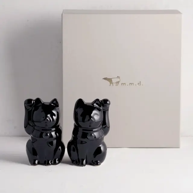 【予約販売※日時指定不可】Jeramic MANEKINEKO / 黒 / ペアセット / ギフトボックス付き / 瀬戸焼