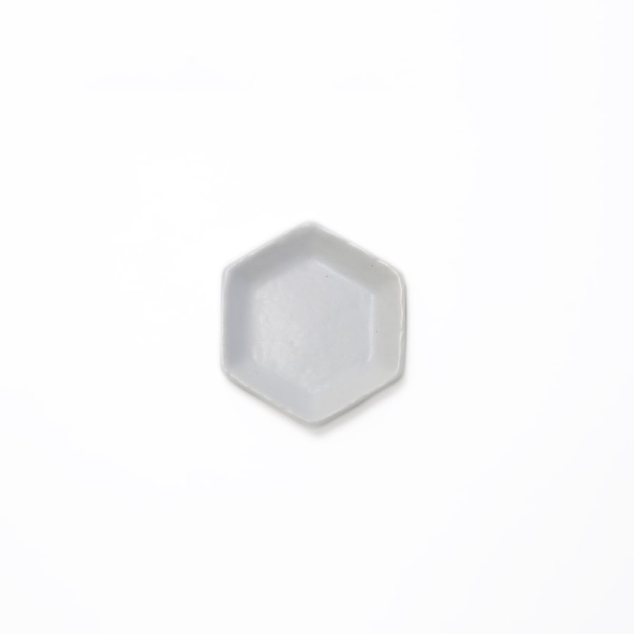 六角豆皿 / ブルー / muted colors line / 瀬戸焼