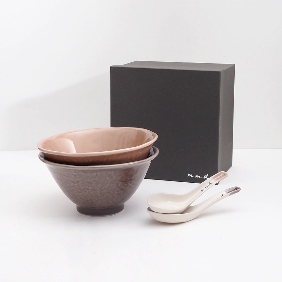 ラーメンどんぶり・れんげ2個セット / marriage colors line / 熨斗＆ギフトボックス付き / 瀬戸焼