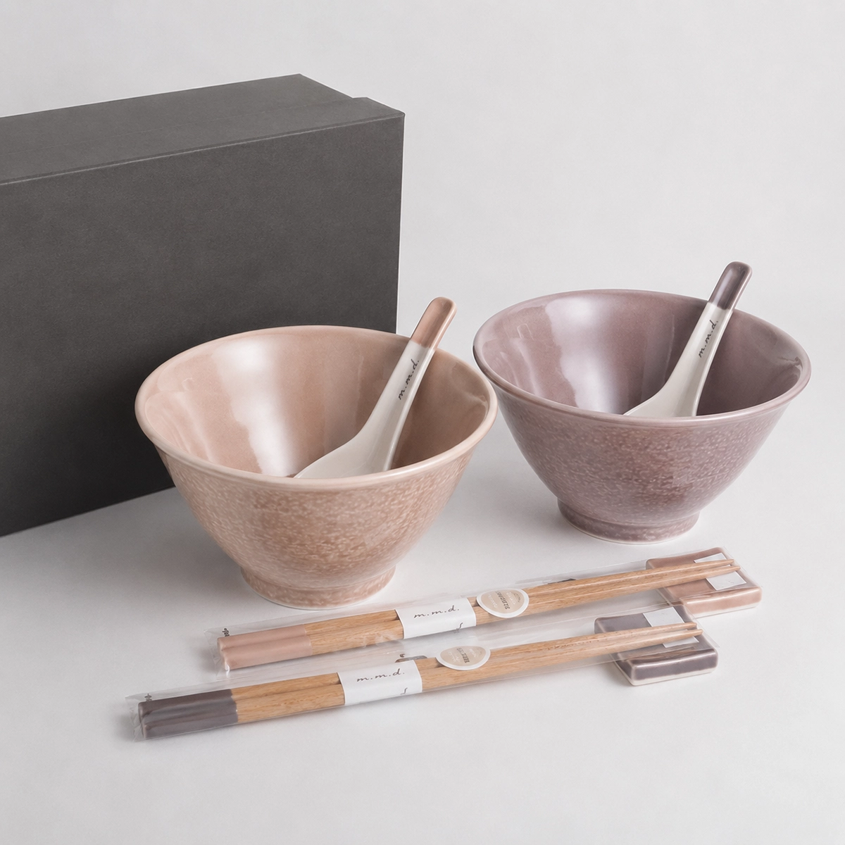 丼・れんげ・箸・箸置き2個セット / mariage colors line / ギフトボックス＆熨斗付き / 瀬戸焼
