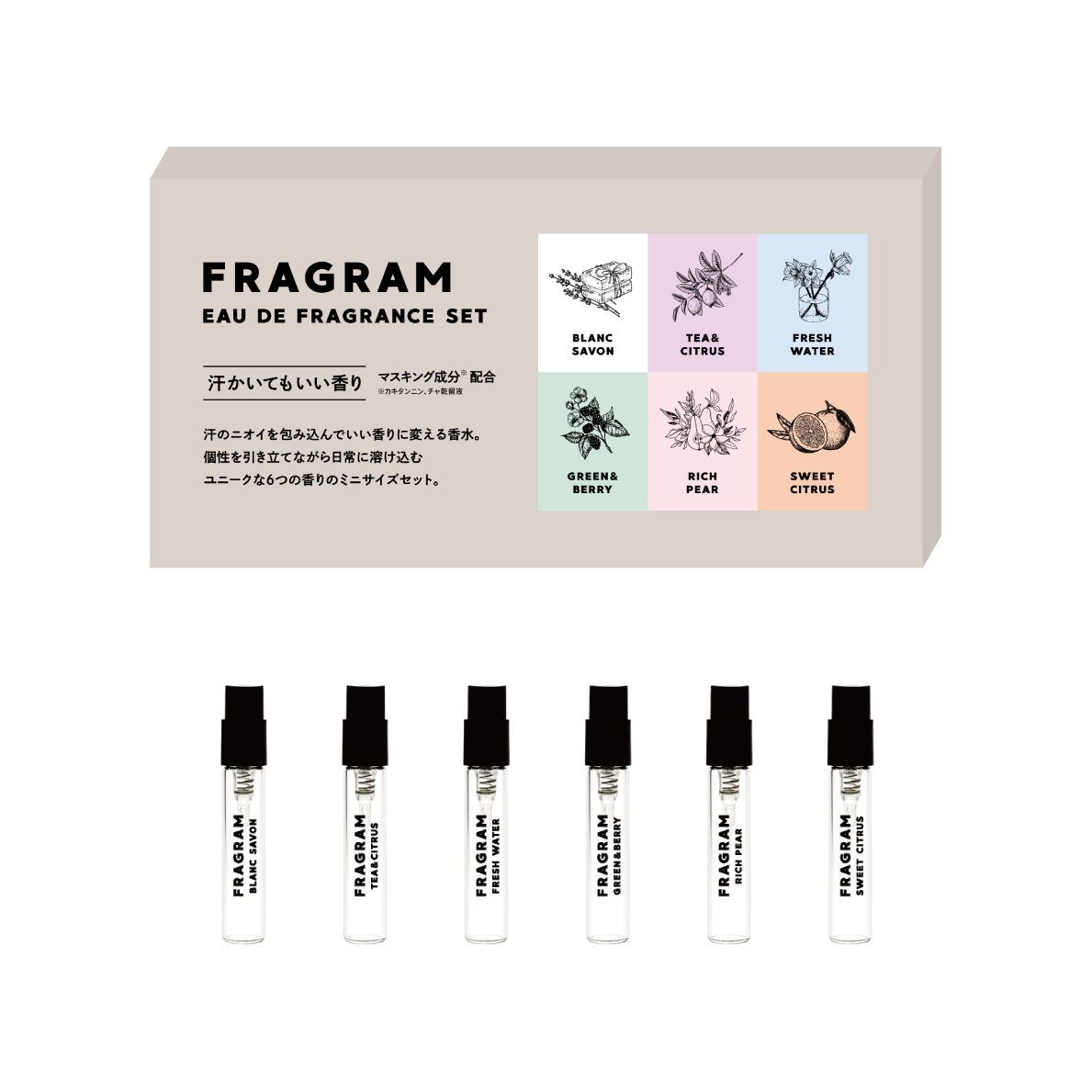 FRG_EC_shousai_2mLset_570_570.jpg　FRAGRAM　フレグラム ミニ香水セット　商品画像