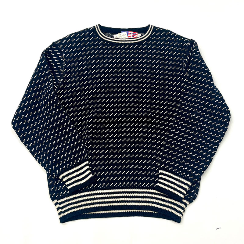 ビンガムトンニッティング BINGHAMTON KNITTING クルーネックコットンニット Birds Eye Crew Navy