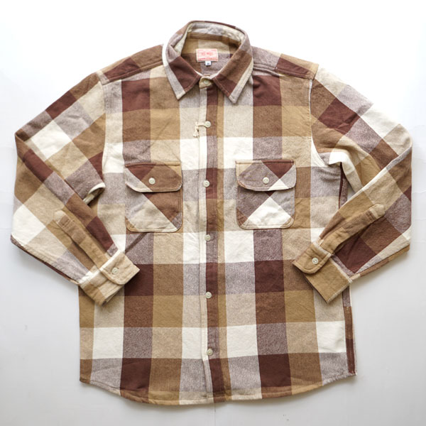 ビッグマイク BIG MIKE ヘビーフランネルシャツ HEAVY FLANNEL SHIRT BROWN/WHITE