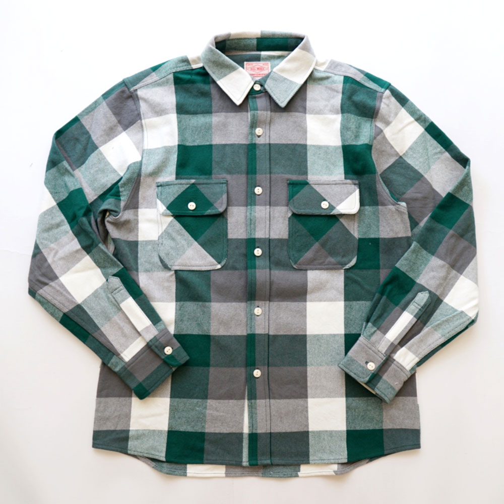 ビッグマイク BIG MIKE ヘビーフランネルシャツ HEAVY FLANNEL SHIRT GREEN/WHITE