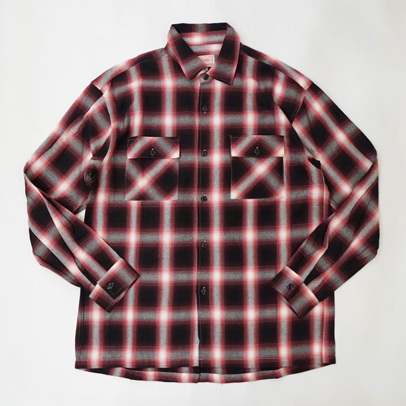 ビッグマイク BIG MIKE ライトフランネルシャツ Light FLANNEL SHIRT オンブレチェック　Ombre Check RED×Black
