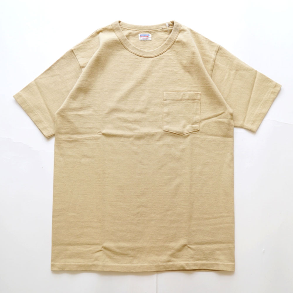 ダブルワークス DUBBLE WORKS 8番手 度詰め丸胴天竺 ポケットTシャツ HEAVY WEIGHT POCKET TEE Lot.37002 Egg