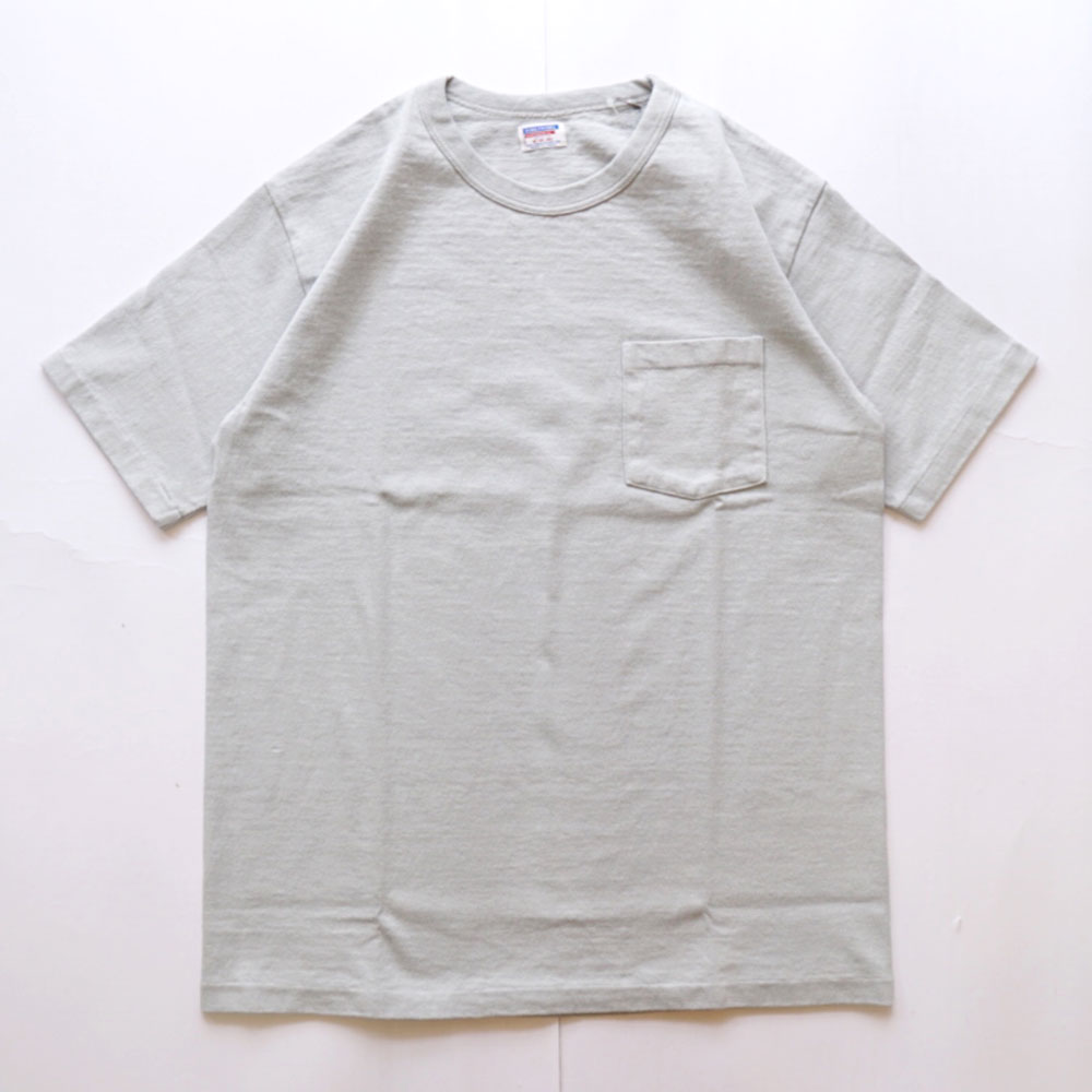 ダブルワークス DUBBLE WORKS 8番手 度詰め丸胴天竺 ポケットTシャツ HEAVY WEIGHT POCKET TEE Lot.37002 Sax