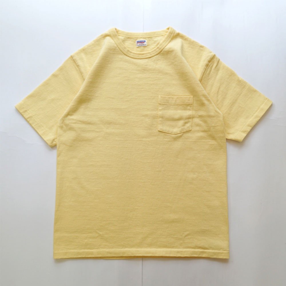 ダブルワークス DUBBLE WORKS 8番手 度詰め丸胴天竺 ポケットTシャツ HEAVY WEIGHT POCKET TEE Lot.37002 PALE YELLOW