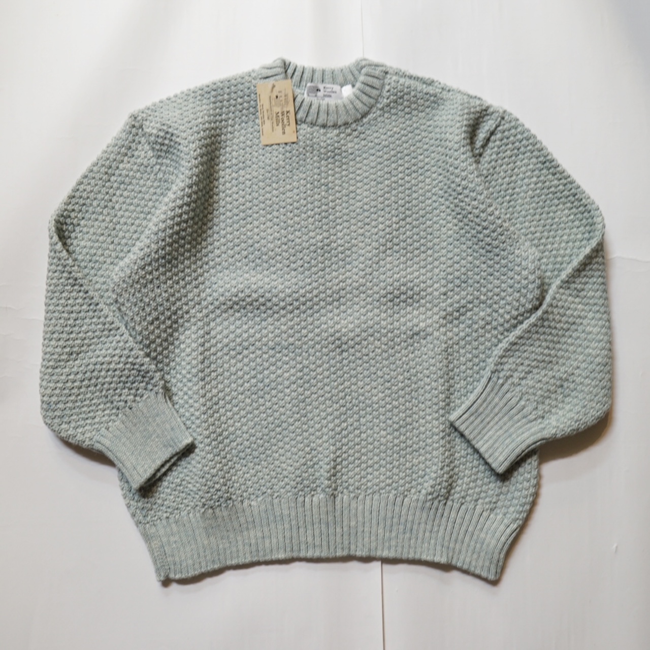 Kerry Woollen Mills ケリーウォーレンミルズ Moss Stitch Crew Neck Sweater Relax アイルランド製 Fistral Blue