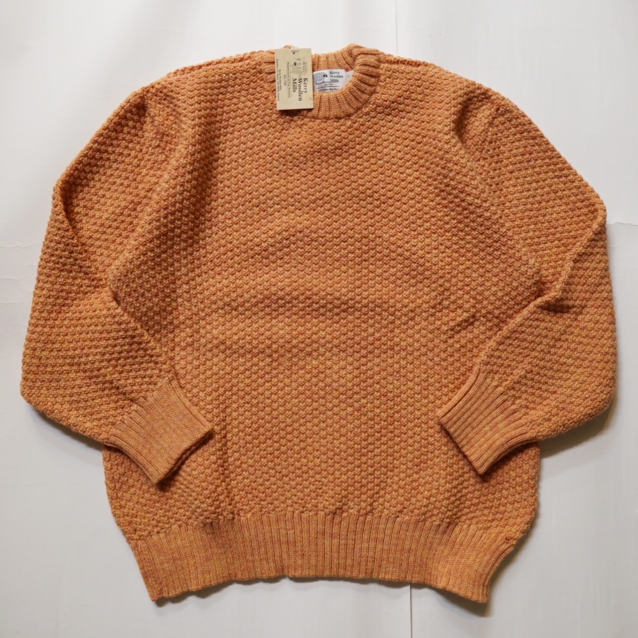 Kerry Woollen Mills ケリーウォーレンミルズ Moss Stitch Crew Neck Sweater Relax　アイルランド製 August Peach