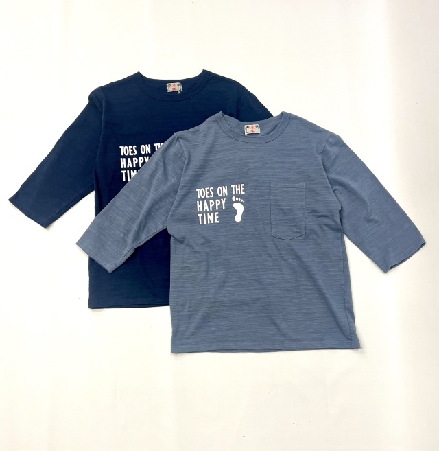 ユーエムアイ サンライズ U.M.I SUNRISE スラブプリント サングラスポケット 7分袖 PRINT T-SHIRT TOES ON THE HAPPY TIME