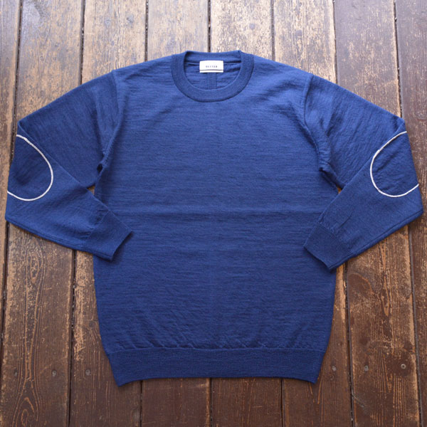 ベター BETTER SHETLAND/MERINO PATCHED SWEATER　BTRK2002 BLUE