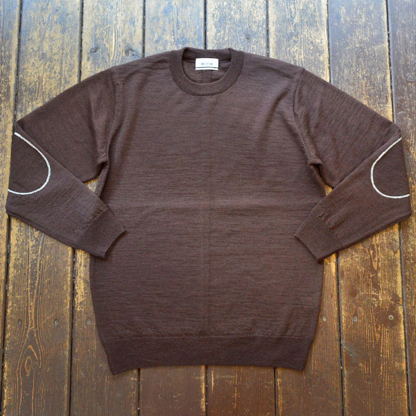 ベター BETTER SHETLAND/MERINO PATCHED SWEATER　BTRK2002 BROWN