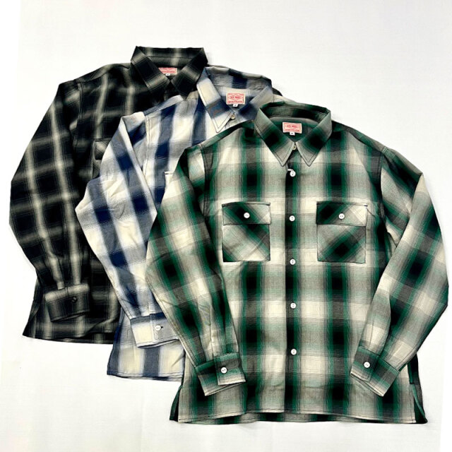 ビッグマイク BIG MIKE オンブレチェック 長袖シャツ レーヨン混 L/S SHIRT　