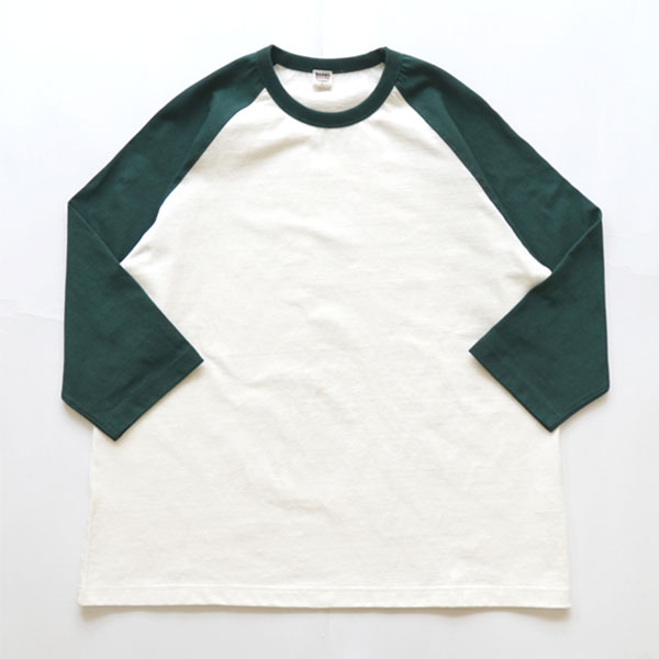 バーンズアウトフィッターズ Barns Outfitters Heavy Weight Raglan Baseball Tshirt Solid BR-24138 Green