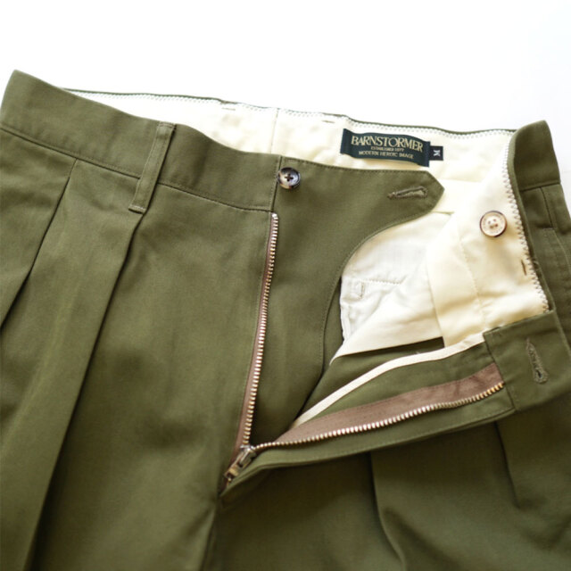 専用！BARNSTORMER　2P DRESS CHINOS　オリーブL　日本製 楽天市場】BARNSTORMER (バーンストーマー) 2 TUCK DRESS CHINO