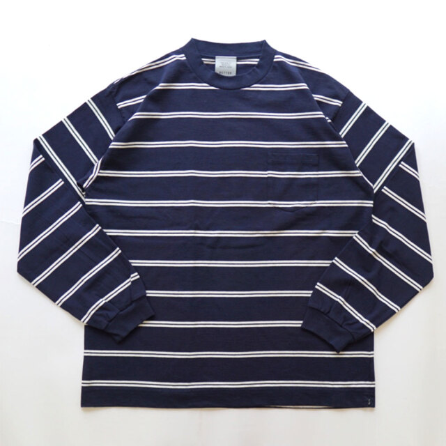 ベター Better ORGANIC BORDER POCKET L/S TEE BTR2436 Navy