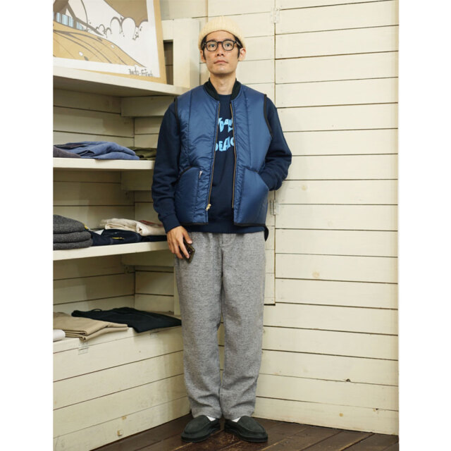 ２０２３　コム・デ・ギャルソンキルティング刺繍ベスト ディクソン DICKSON キルティングベスト 10oz Ripstop Vertical Vest Navy