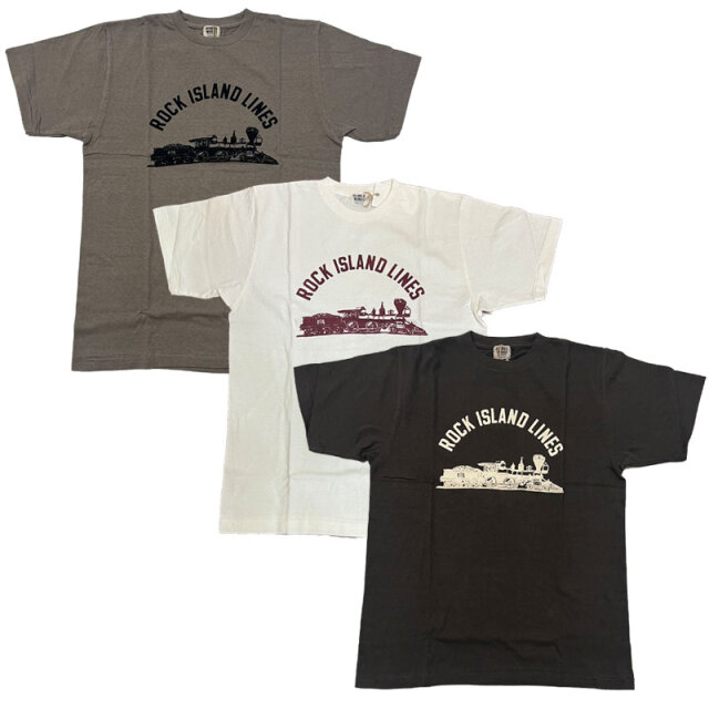 ダブルワークス DUBBLE WORKS ラフィ天竺 プリントTシャツ "ROCK ISLAND" Lot.33005 5.4oz