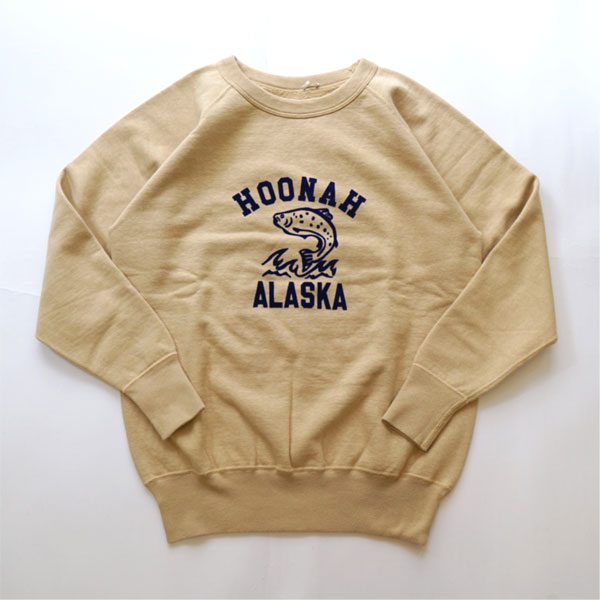 ダブルワークス DUBBLE WORKS ラグランスリーブ スウェットシャツ Raglan Sleeve Shirts "HOONAH ALASKA" Lot.83003 Egg