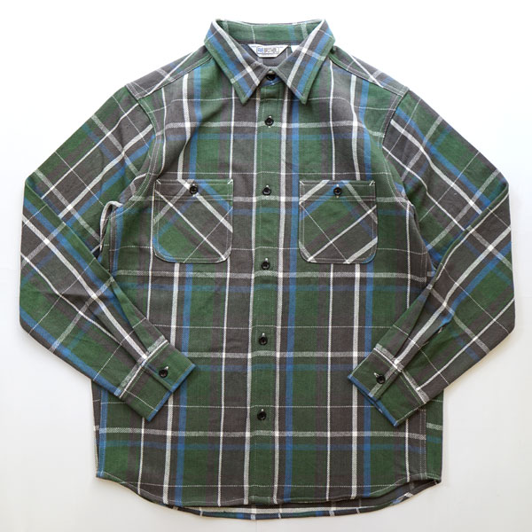 90'S Vintage Five Brother Long Sleeve Heavy Flannel Shirt, Men's Size Medium cotton green type Vintage Second Hand