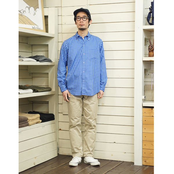 未使用 FOB FACTORY ヘリンボーン トラウザー L サイズ ネイビー エフオービーファクトリー FOB FACTORY ウエポンチノ ナロー