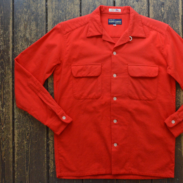 ハッピーキャンパー HAPPY CAMPER USA FABRIC OPEN NELLSHIRTS フランネルオープンシャツ RED