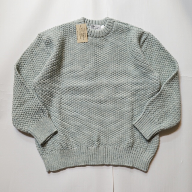 Kerry Woollen Mills ケリーウォーレンミルズ Moss Stitch Crew Neck Sweater Relax アイルランド製 Fistral Blue