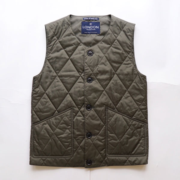 ロンドントラディション LONDON TRADITION ダイヤモンドキルト キルティングベスト Olive
