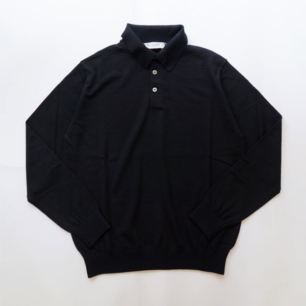 ムーンキャッスル MOONCASTLE ウォッシャブルメリノウール 12G L/S ニットポロ M2312 Black