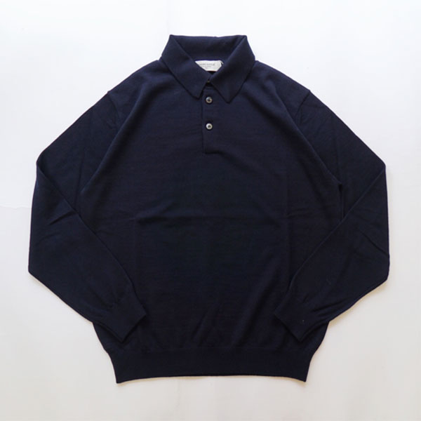 ムーンキャッスル MOONCASTLE ウォッシャブルメリノウール 12G L/S ニットポロ M2312 Navy