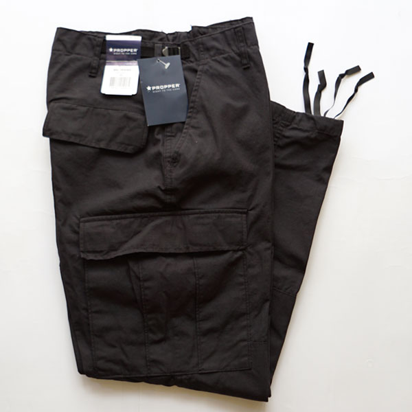 プロッパー PROPPER コットンリップストップ カーゴパンツ BDU TROUSER BUTTON FLY R/S 100% COTTON F5201 BLACK ワンウォッシュ加工済み