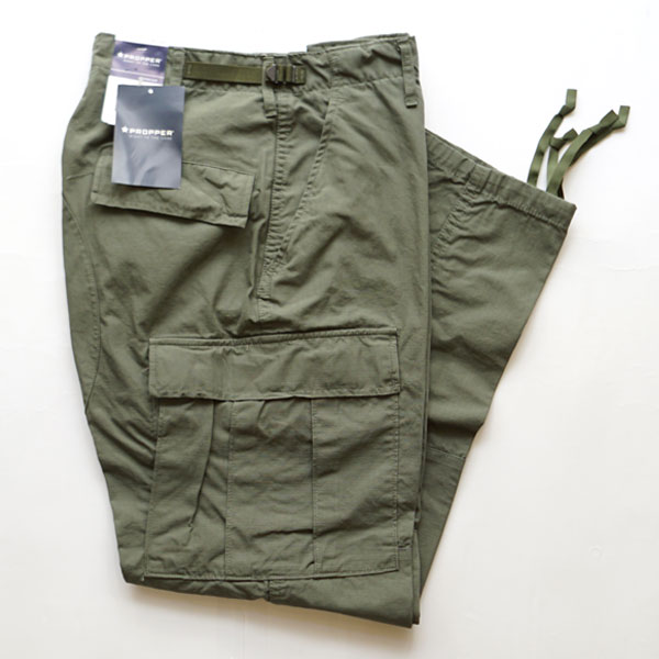 プロッパー PROPPER コットンリップストップ カーゴパンツ BDU TROUSER BUTTON FLY R/S 100% COTTON F5201 OLIVE ワンウォッシュ加工済み