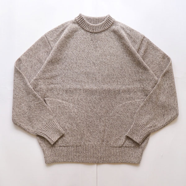 リナシェンテ Rinascente アンゴラ混ウール 三つ杢 Vガゼットクルーネック セーター Beige