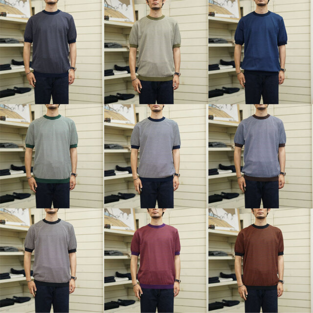 リナシェンテ Rinascente 綿ポリ カレッジボーダー S/S クルーネック