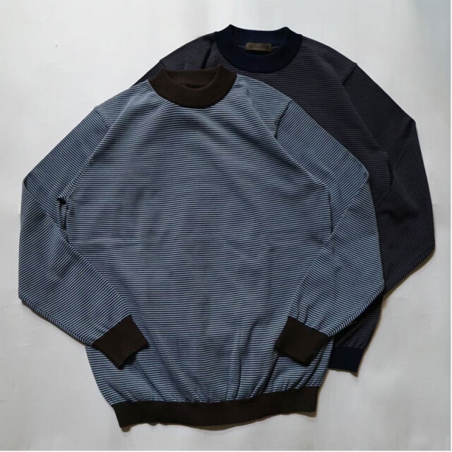 Rinascente リナシェンテ Washable Striped“NumA”neck L/S“Long Ship Knit”沼ネック ウォッシャブル　ボーダーニット