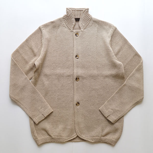 リナシェンテ Rinascente コンニャク擬麻コットン スタンドカラー カーディガン Beige
