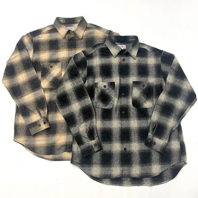 セロ SERO Ombre Check HeavyFlannel Shirt Double Pocket　オンブレチェック　ヘビーフランネルシャツ　